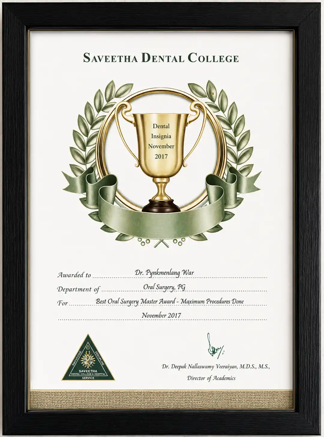 Practice Safety Certification in the Certifications gallery at OroCraft Dental Clinic